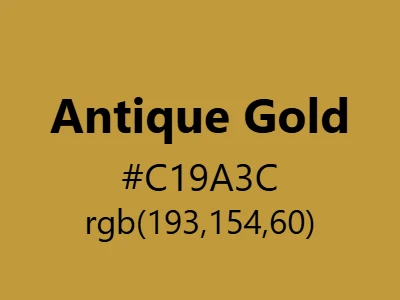 Visual example of antique gold color with its vintage, historical appearance