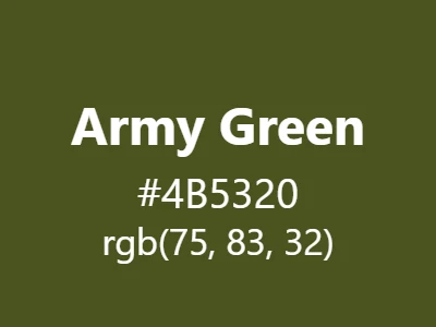 Visual example of army green color with its rugged, utilitarian appearance