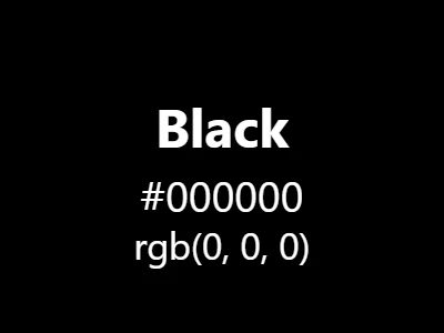 Visual example of the classic black color with hex code #000000