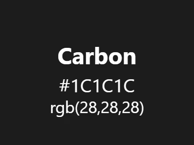Visual example of carbon color with its deep, elemental black appearance