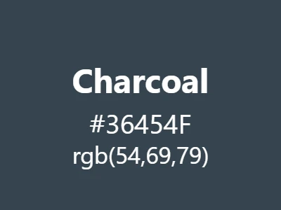 Visual example of charcoal color with its deep, smoky grey appearance