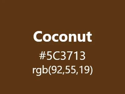 Visual example of coconut shell color with its rich, dark brown appearance
