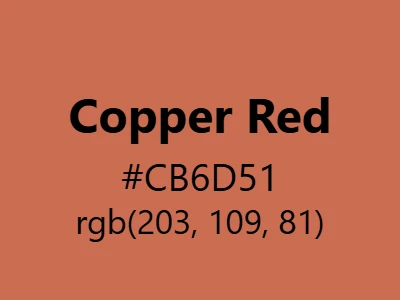 Visual example of copper red color with its warm, metallic appearance