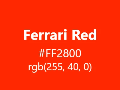 Visual example of Ferrari red color with its iconic racing appearance