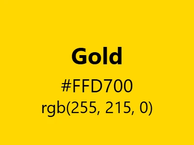 Visual example of the classic gold color with hex code #FFD700