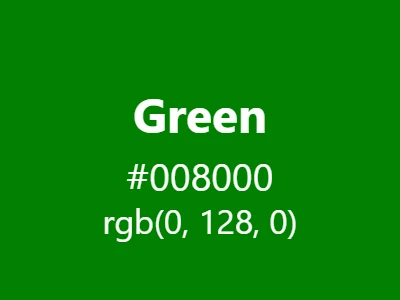 Visual example of the classic green color with hex code #008000