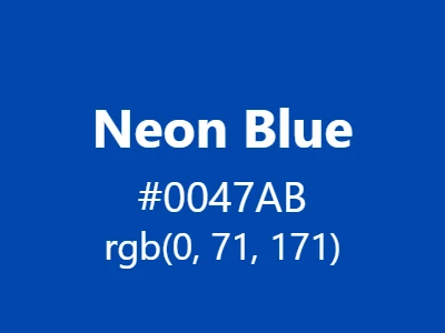 Visual example of neon blue color with its vibrant, electric appearance that glows with intense cool energy