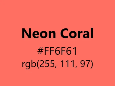 Visual example of neon coral color with its vibrant, tropical pink-orange appearance that glows with energetic warmth