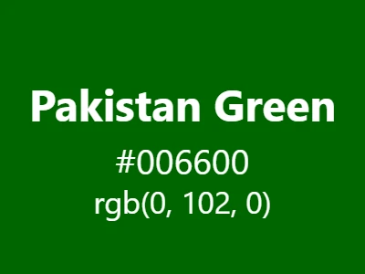 Visual example of Pakistan green color with its patriotic, symbolic appearance