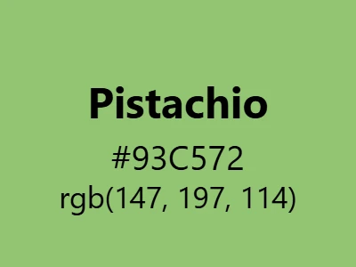 Visual example of pistachio color with its fresh, natural appearance