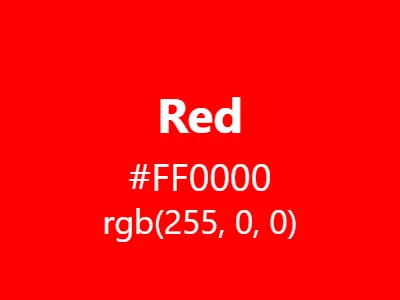 Visual example of the classic red color with hex code #FF0000