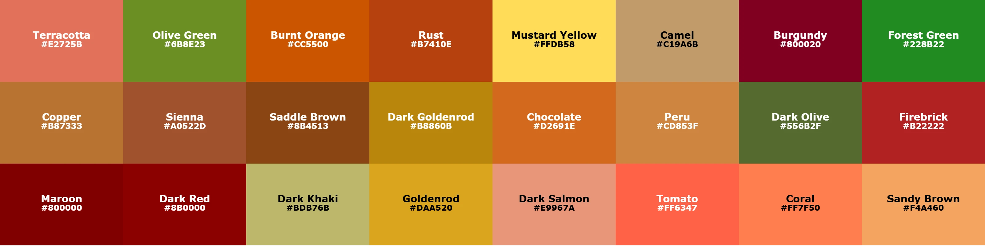 Autumn color palette visualization