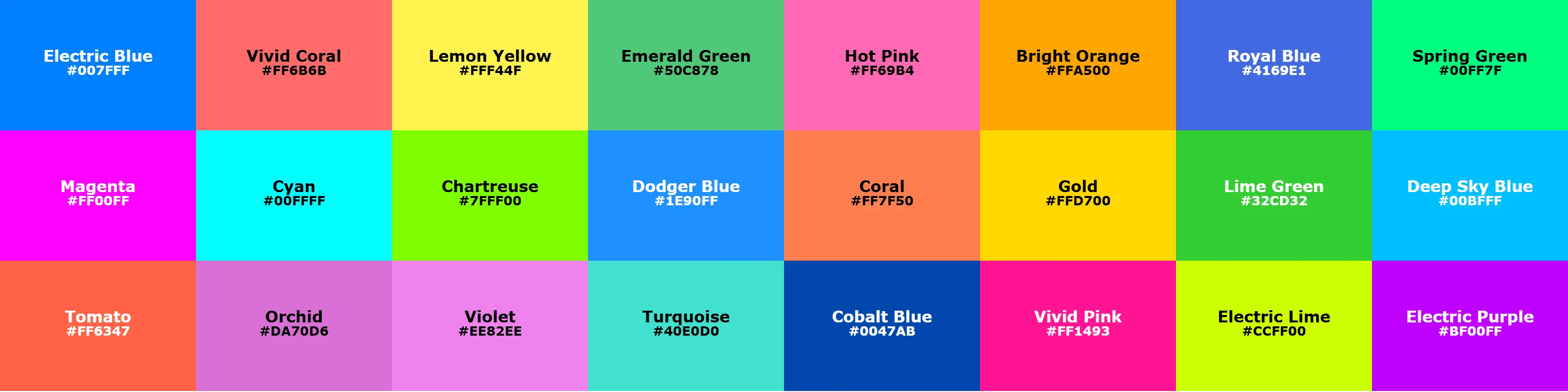 Bright Spring color palette visualization