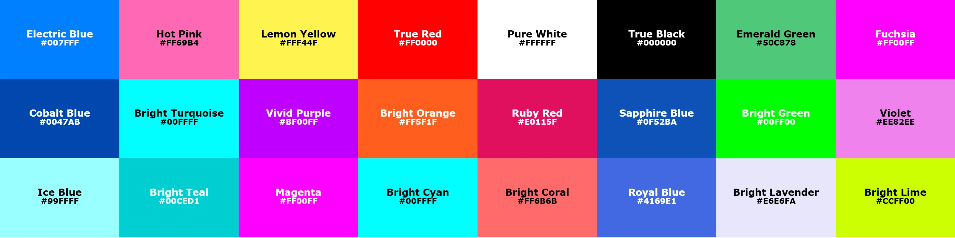 Bright Winter color palette visualization