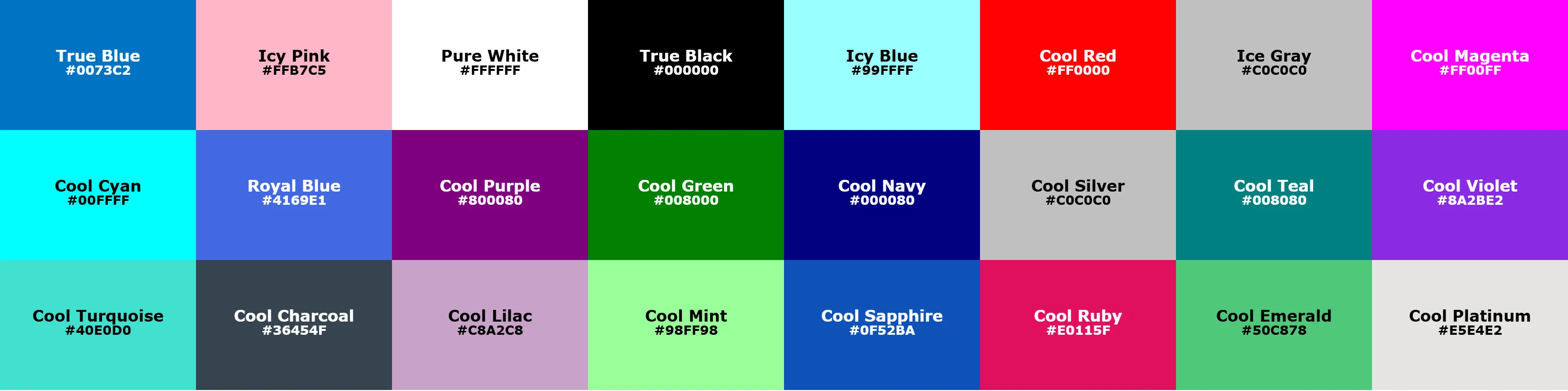 Cool Winter color palette visualization
