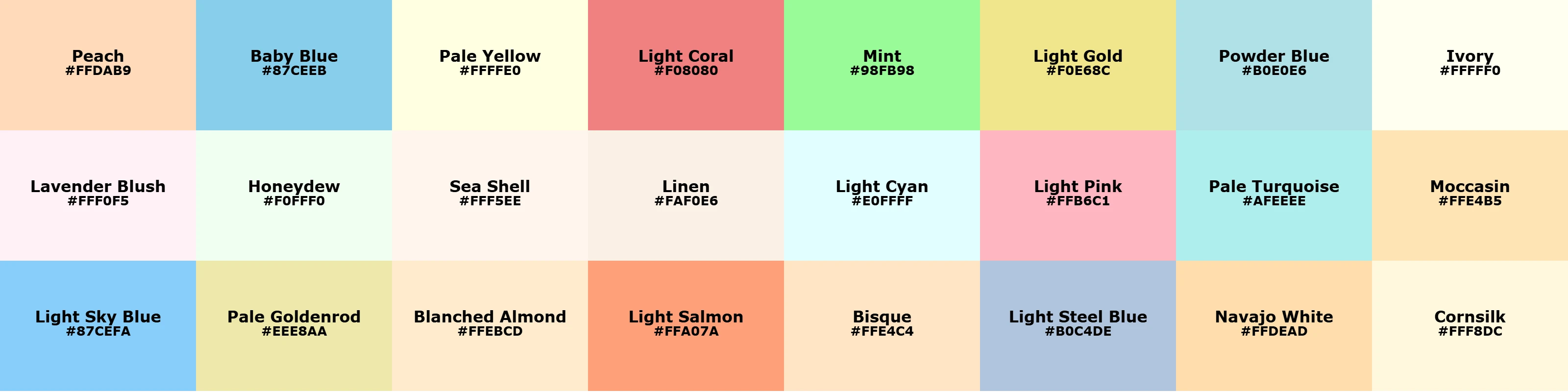 Light Spring color palette visualization