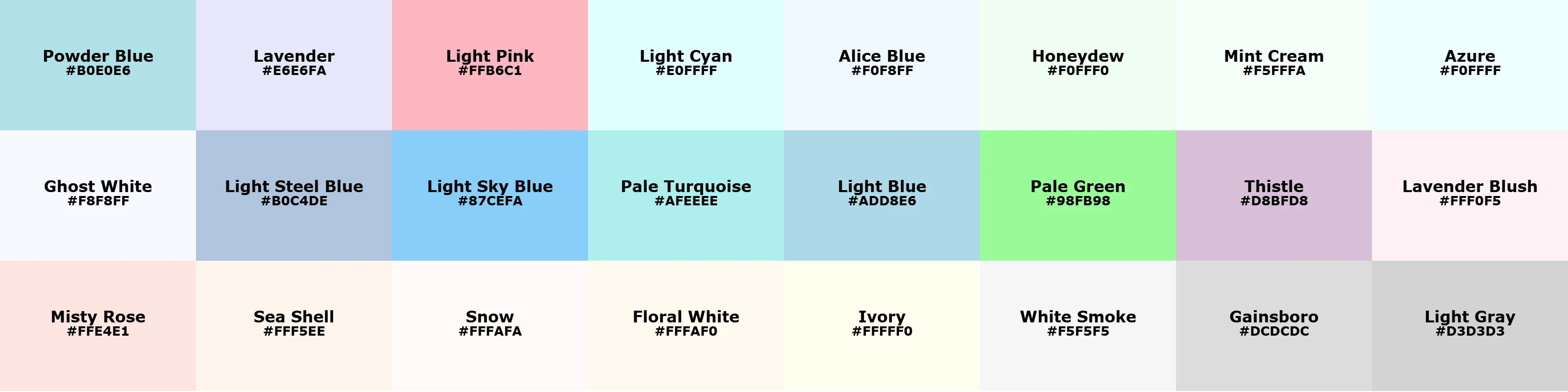 Light Summer color palette visualization