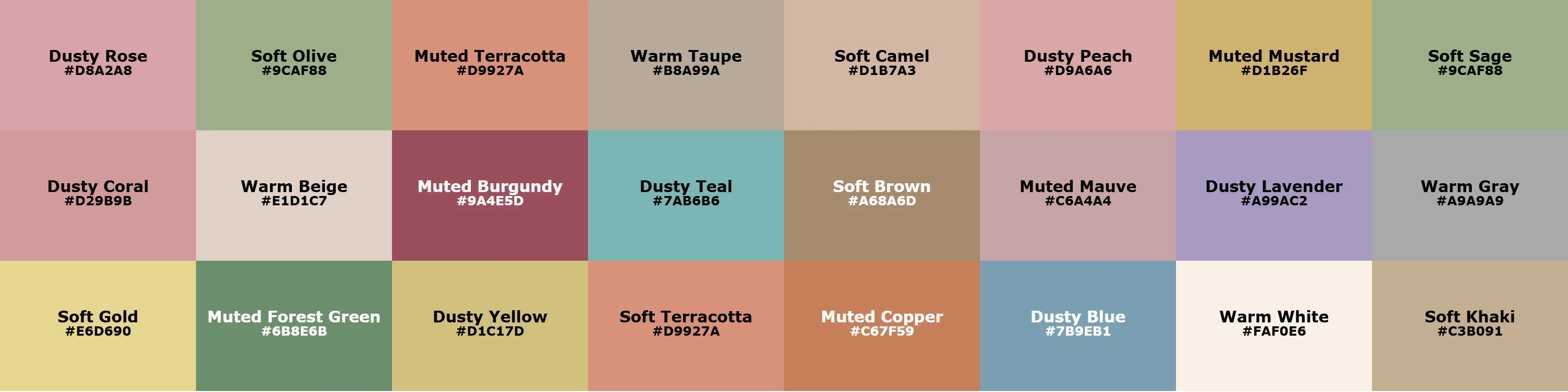 Soft Autumn color palette visualization