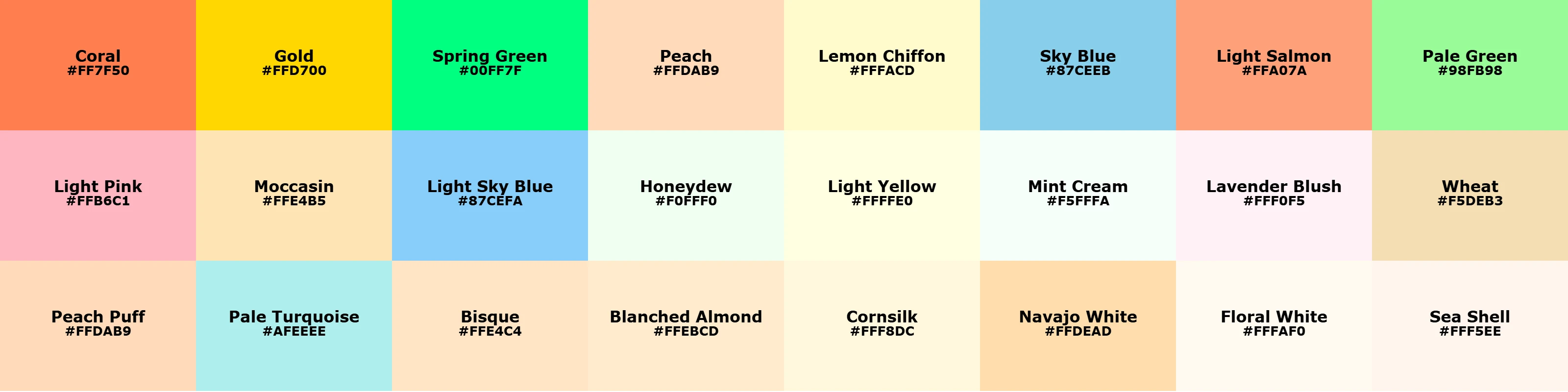 Spring color palette visualization