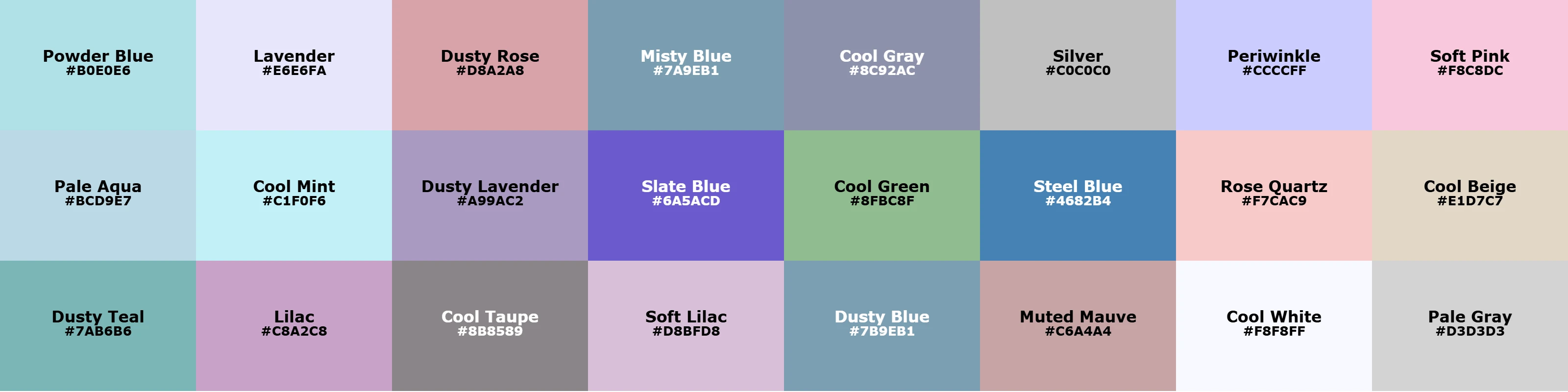 Summer color palette visualization
