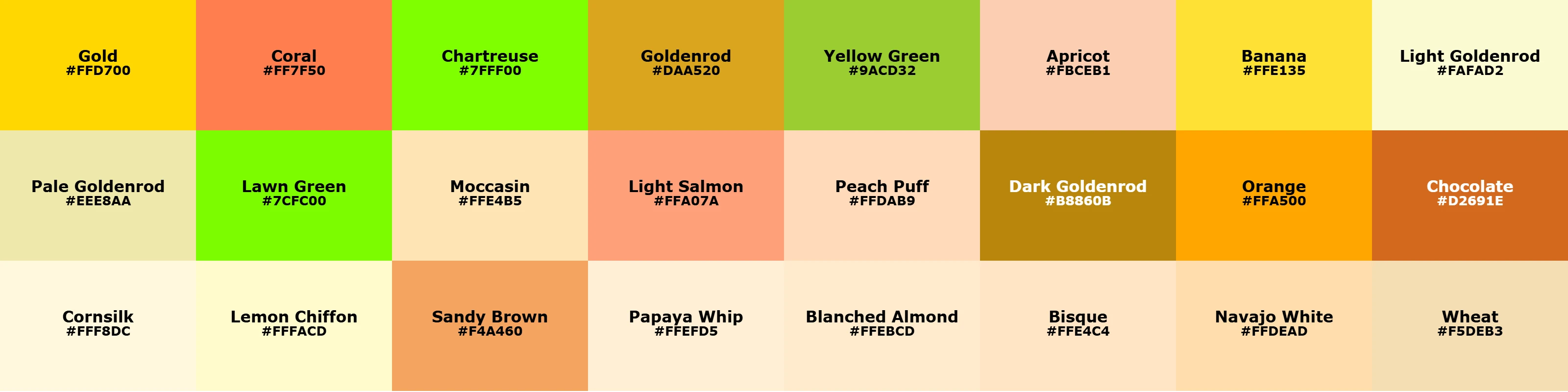 Warm Spring color palette visualization