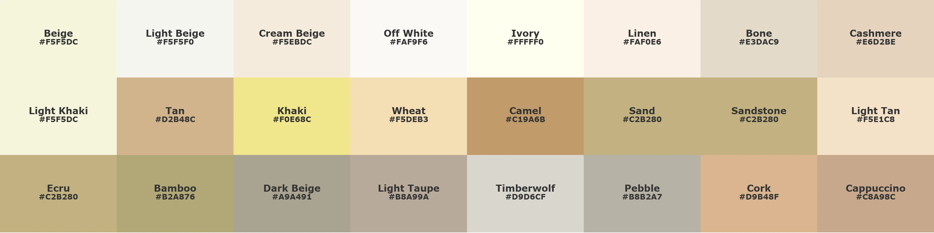 different shades of beige