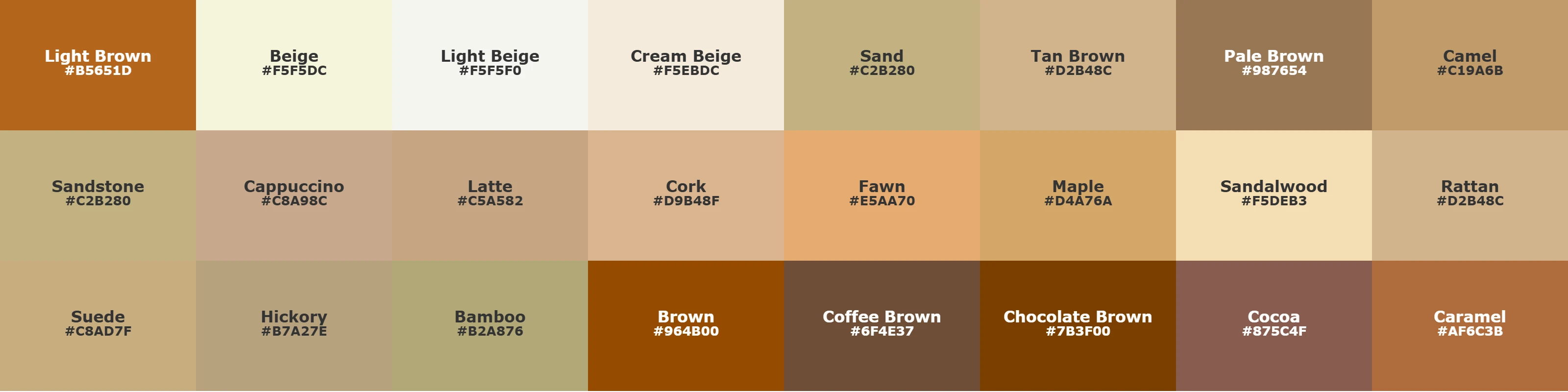 different shades of brown