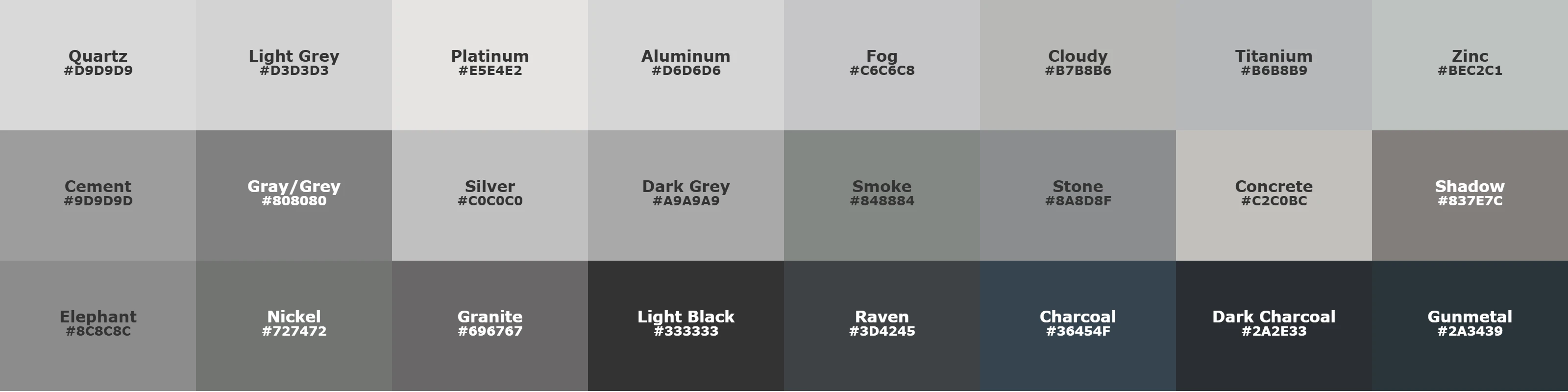 different shades of grey